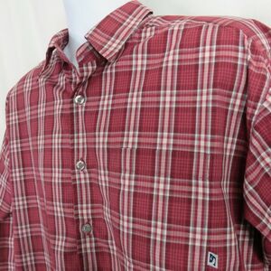 Salty Red Gray Plaid Shirt Mens Large  LS Button Cotton Blend